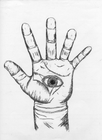 Drawing entitled Hand of Doom