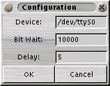 Screenshot of the configuration window of GtkX10